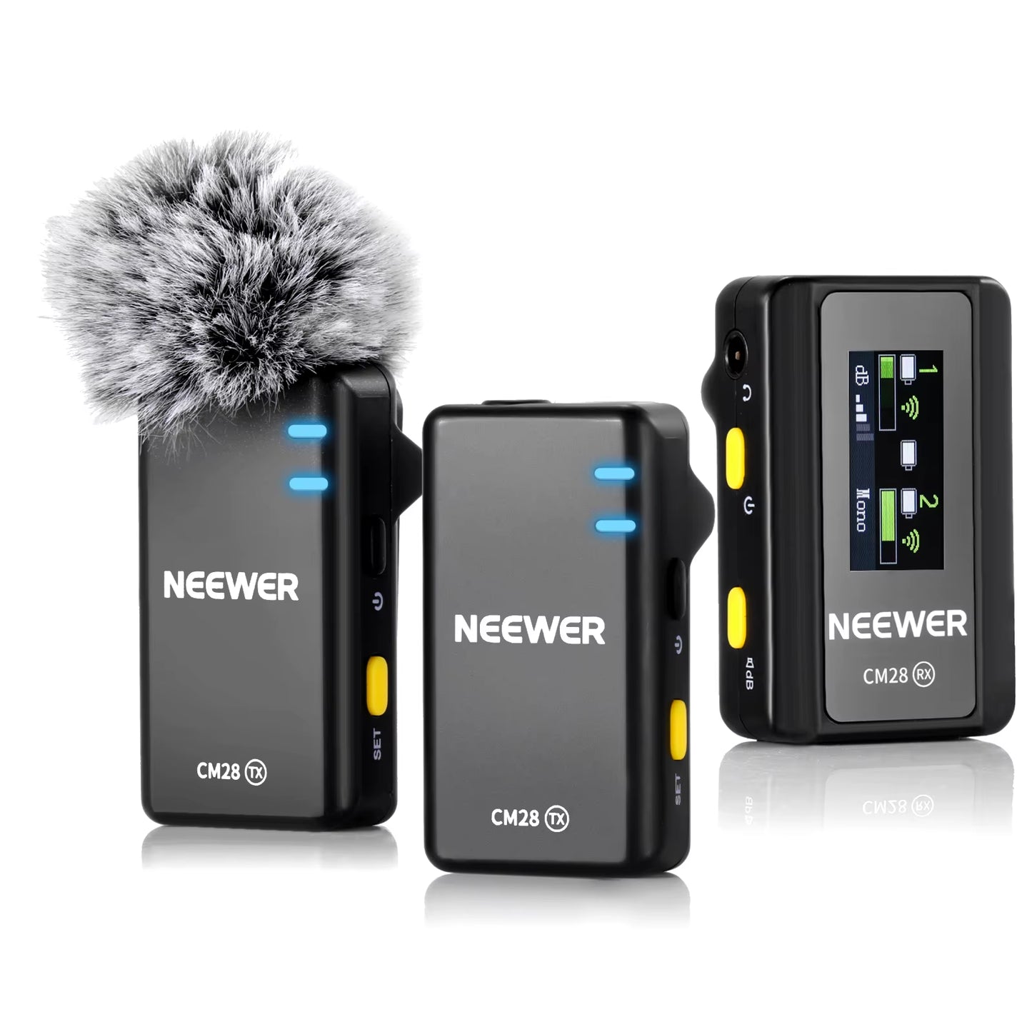 CM28 Wireless Lavalier Microphone with Charging Case – Noise Canceling Lapel Mic for iPhone, Android, PC, Camera