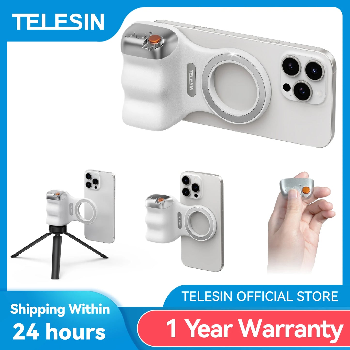 Magnetic Phone Camera Handle – Shooting Grip with Bluetooth Remote Control