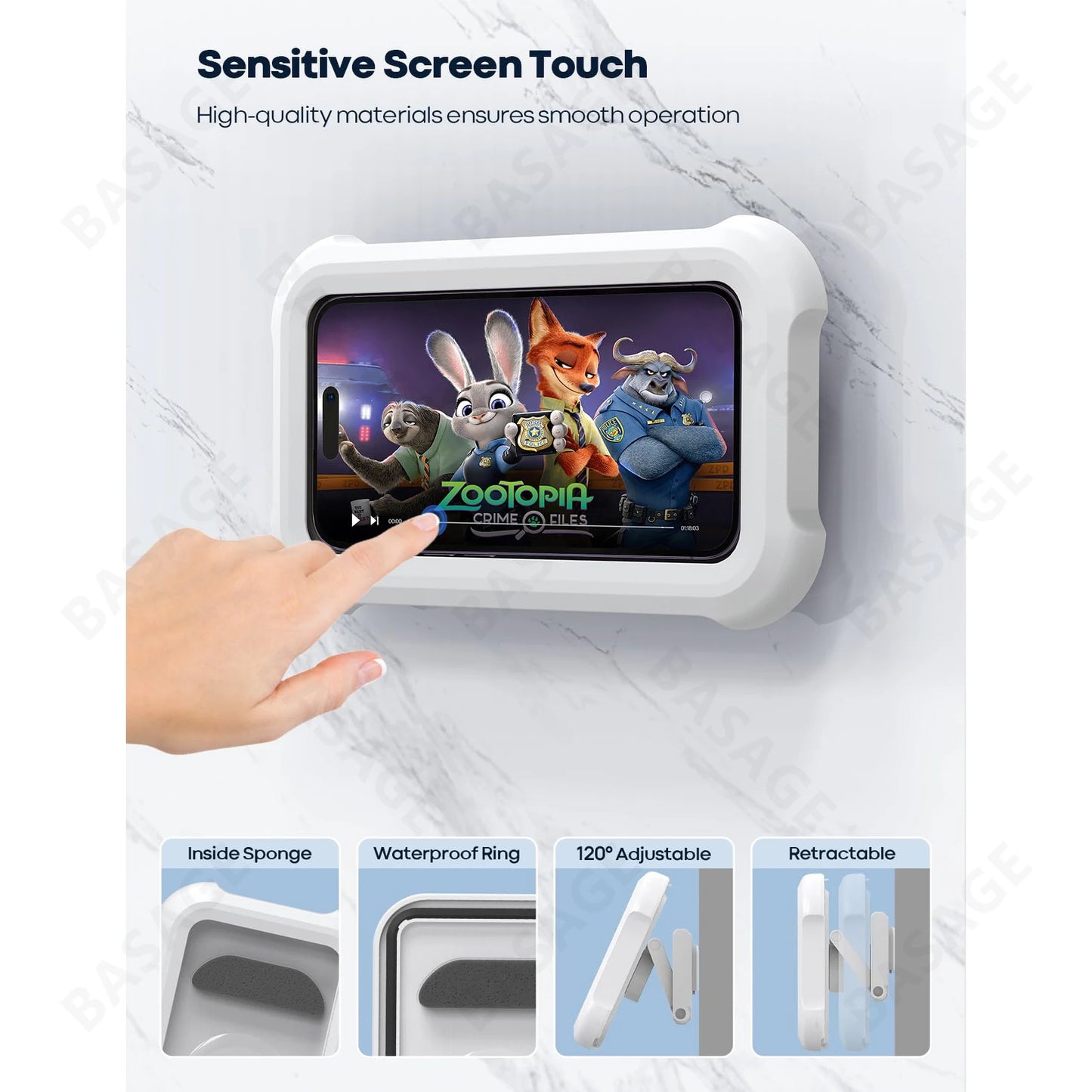 Bathroom Phone Holder – Waterproof, 480° Adjustable, Wall-Mounted