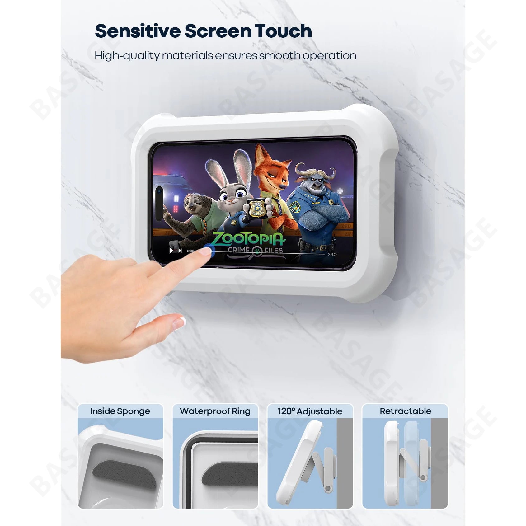 Bathroom Phone Holder – Waterproof, 480° Adjustable, Wall-Mounted