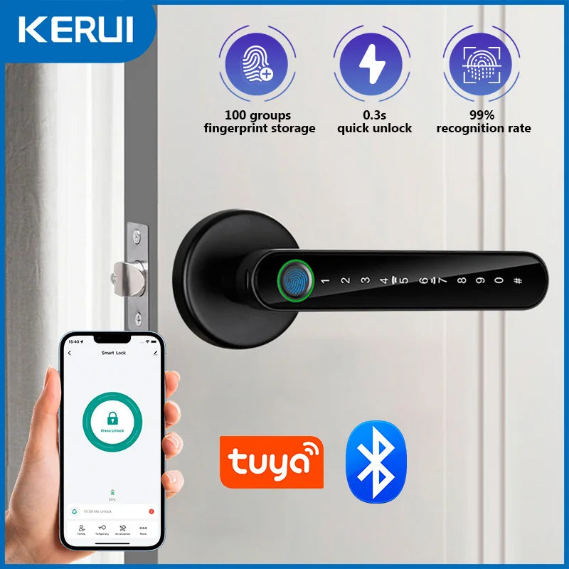 Smart Fingerprint Door Lock – 5-in-1 Keyless Entry (Fingerprint, Password, Key, App, Card)