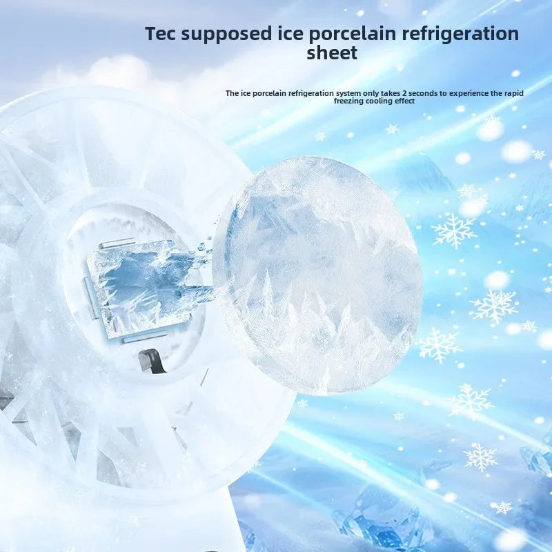 5200mAh Handheld Cooling Fan – USB Rechargeable with Ice Compress & LED Display