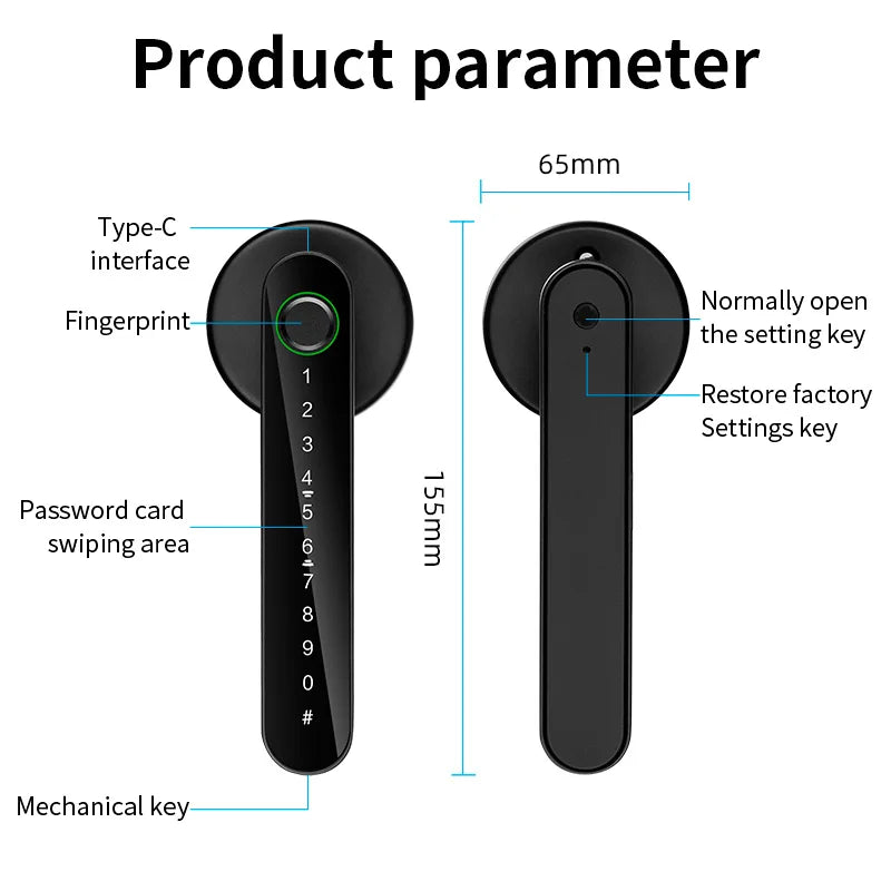 Smart Fingerprint Door Lock – 5-in-1 Keyless Entry (Fingerprint, Password, Key, App, Card)