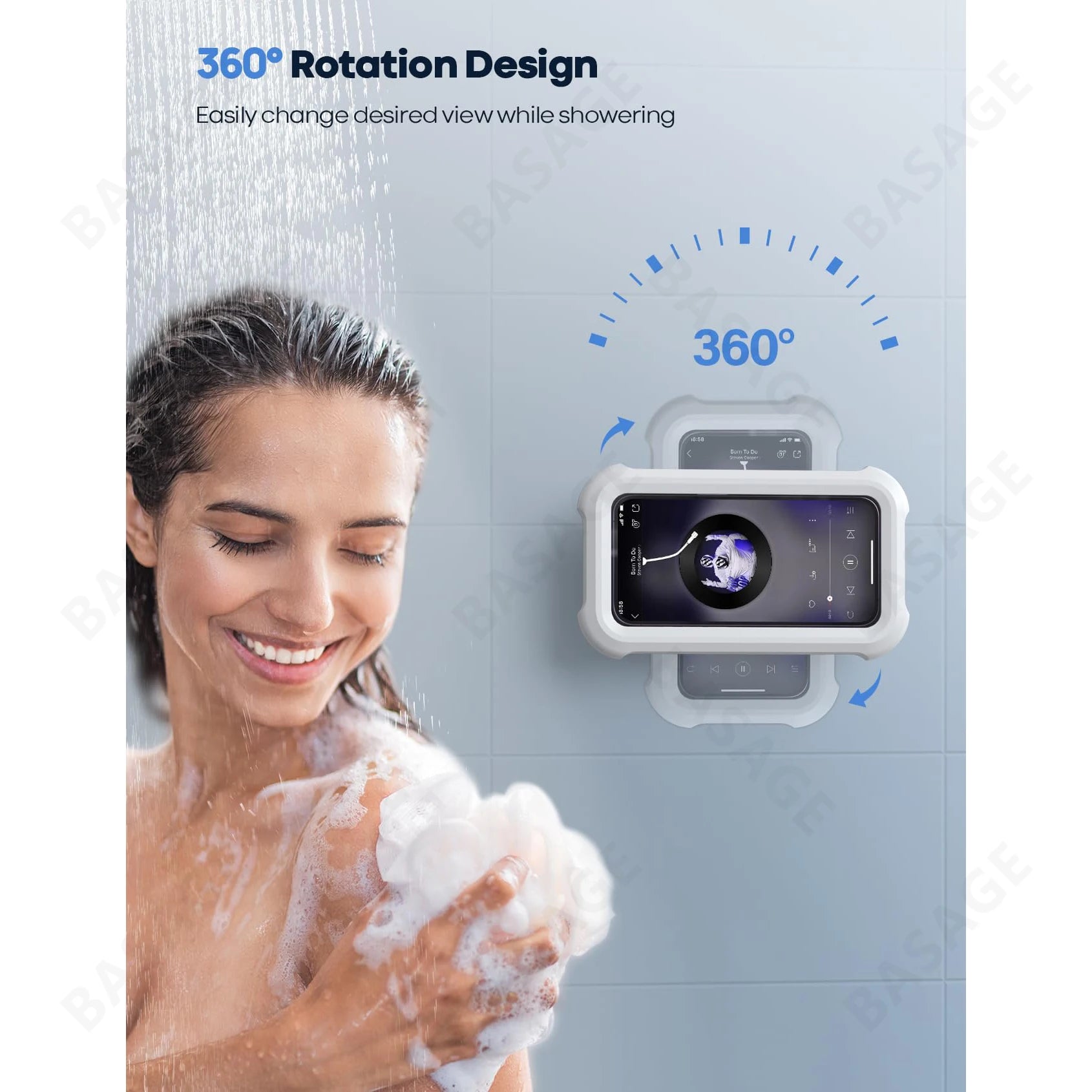 Bathroom Phone Holder – Waterproof, 480° Adjustable, Wall-Mounted